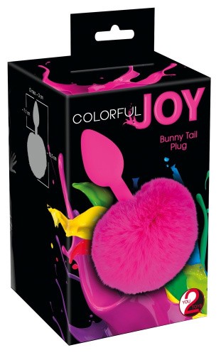 Orion Colorful Joy Bunny Tail Plug - силиконовая аналная пробка с пушистым хвостом, 13.5х3 см (розовый) - sex-shop.ua
