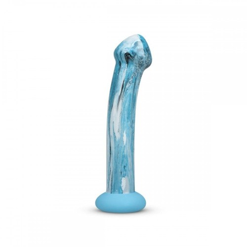 Gildo - Ocean Ripple Glass Dildo - Скляний фалоімітатор, 17,6 см (блакитний)