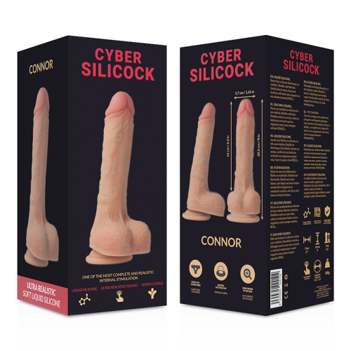 CYBER SILICOCK - Connor - Фаллоимитатор на присоске, 16х3.7 см (телесный)