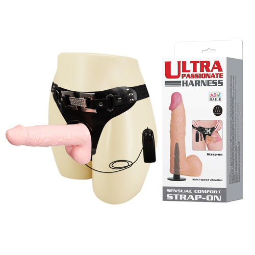 Ultra Passionate Harness Vibrating Strap On Flesh - Страпон, 16,5х3.7 см (телесный)