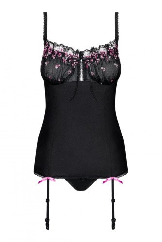 Obsessive Floweria corset UA66754  - Комплект, L/XL, (черный)