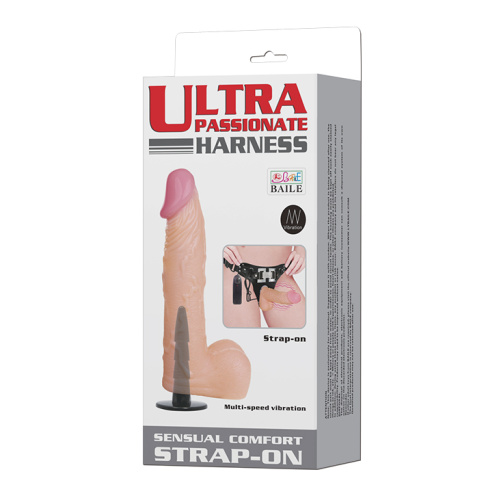 Ultra Passionate Harness Vibrating Strap On Flesh - Страпон, 16,5х3.7 см (телесный)