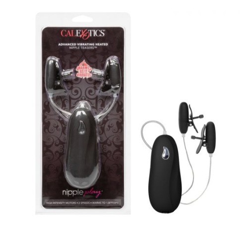 Nipple Play Advanced Vibrating Heated Nipple Teasers - вибрирующие зажимы для сосков с подогревом, 5ъ3,25см (черные) - sex-shop.ua