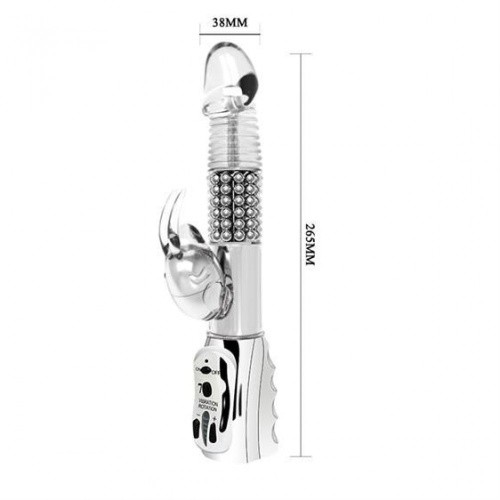 LyBaile Alice Insects Vibrator 7-function vibrations 6-function rotations Silver - Футуристический вибратор-кролик, 26.5х3.8 см