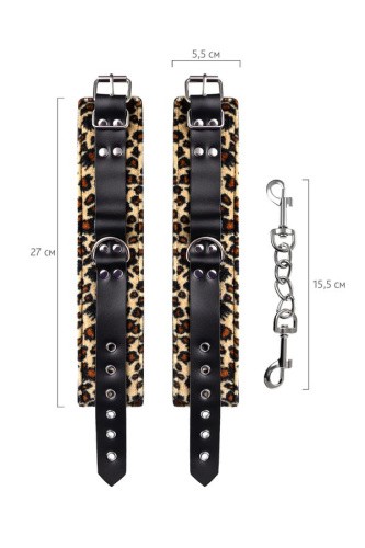 Anonymo Handcuffs PU leather - фиксаторы для ног, (леопардовый) - sex-shop.ua