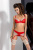 Passion Exclusive Loraine set - Комплект белья: лиф, стринги и пояс для чулок, S/M (красный)