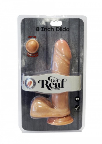 Get Real Dual Density Dildo8 Inch Balls - Реалистичный фаллоимитатор, 17,5х4,5 см (телесный) - sex-shop.ua