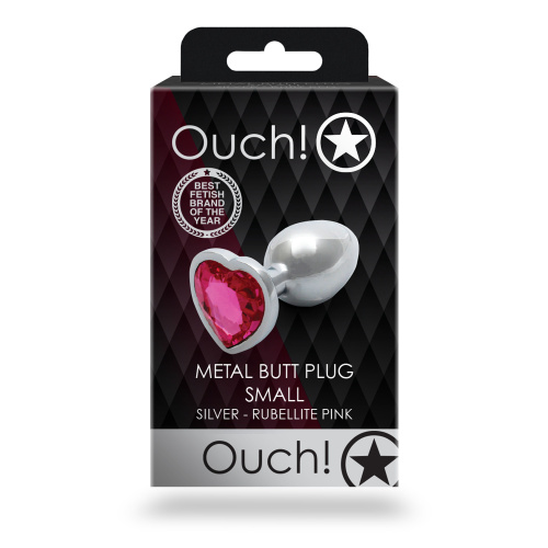 Металлическая анальная пробка с кристаллом Ouch! Heart Gem - размер S