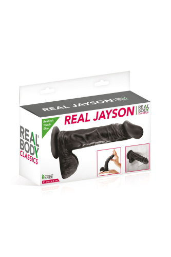 Real Body Real Jayson Black - фаллоимитатор на присоске, 21х4 см. - sex-shop.ua