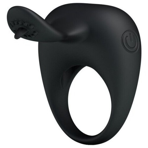 LyBaile Pretty Love Stimulating Tonguo - виброкольцо с язычком, 5х3.1 см (черный)