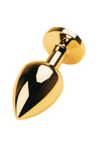 Gold anal plug TOYFA Metal - Золотистая анальная пробка с кристаллом, 7.8х3.5 см (красный)
