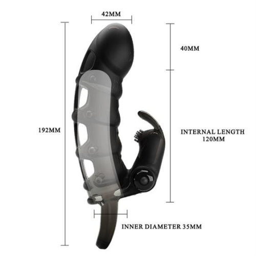 LyBaile Pretty Love Penis Sleeve Vibro Black - Насадка на пенис, +4 см (чёрный)