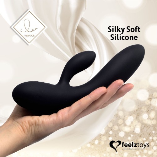 FeelzToys Lea Rabbit Vibrator - Гибкий вибратор кролик с двумя моторами, 17х3.8 см (чёрный) - sex-shop.ua