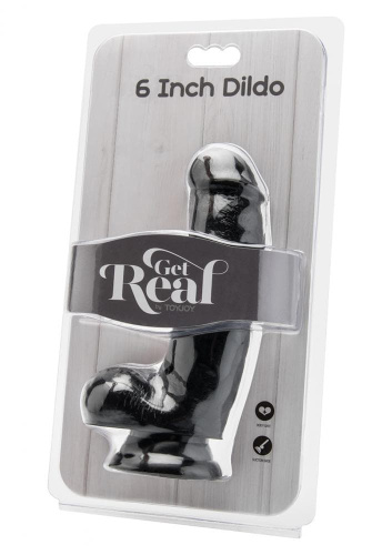 Get Real ToyJoy - Реалістичний фалоімітатор з мошонкою, 12х4 см (чорний)