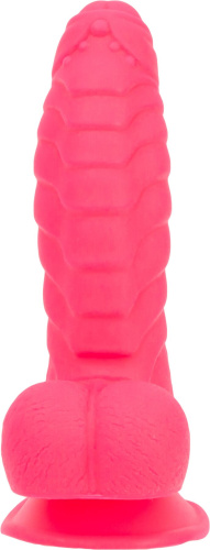 Addiction Tom 7" Dildo With Balls - Ребристый силиконовый фаллоимитатор с присоской, 17.8х4.4 см (розовый) - sex-shop.ua
