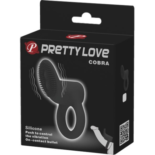 LyBaile Pretty Love Cobra Penis Ring Vibrating Black - виброкольцо со стимулятором с язычками, 5.1х2.6 см (чёрный)