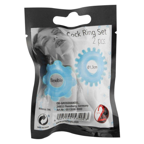 Cock Ring Set набор из 2 эрекционных колец для члена, 1.3 см - sex-shop.ua