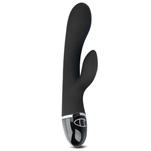 LoveToy O-Sensual Clit Duo Climax - силиконовый вибратор кролик, 21х3.8 см (чёрный)