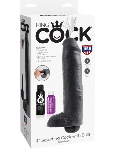 Фаллоимитатор с эякуляцией King Cock Squirting 11, 22,8х6,6 см (черный)