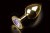 Пикантные Штучки - Большая золотистая анальная пробка с кристаллом, 9х4 см (сиреневый) - sex-shop.ua