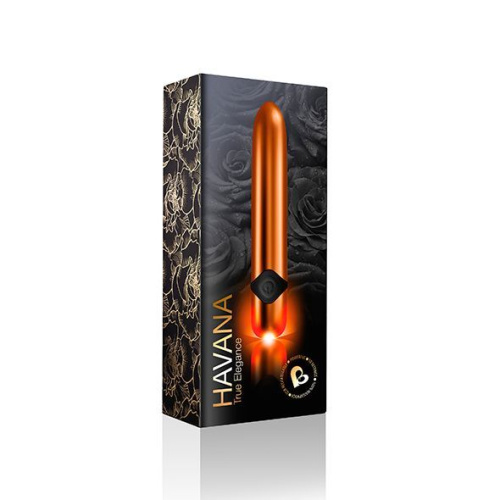 Rocks Off Havana Orange Gold - Мощный вибратор с цветной LED-подсветкой, 14.5х2.5 см - sex-shop.ua