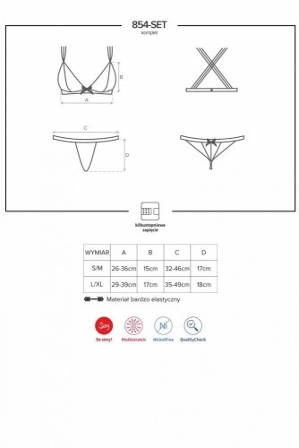 Obsessive 854-SET-1 set - комплект кружевного эротического белья, L/XL (чёрный)