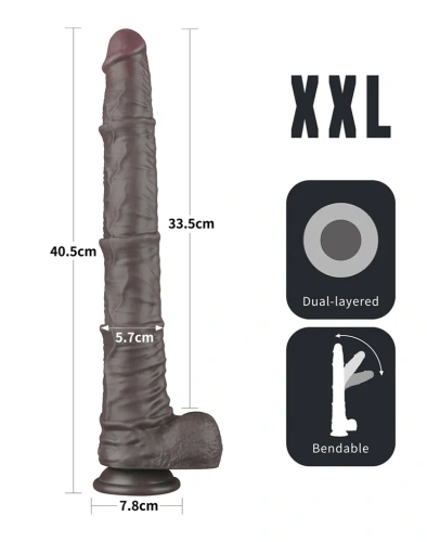 Фалоімітатор Dual Layered Bendable 16'' Flesh, 40.5 см