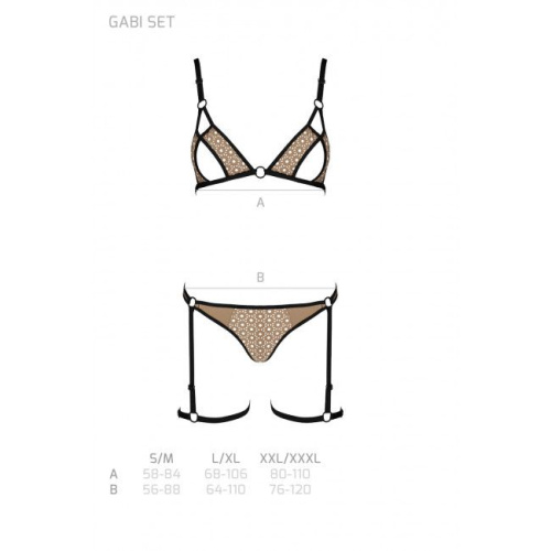 Passion - GABI SET - Сексуальный комплект белья, S/M (бежевый)