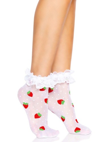 Leg Avenue Strawberry - Аккуратные носочки, OS (белый) - sex-shop.ua