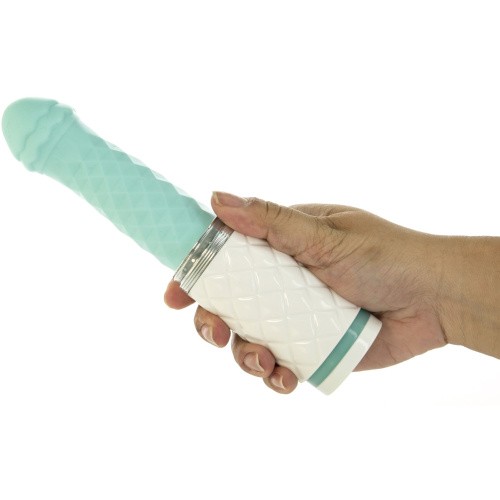 Pillow Talk Feisty Thrusting Vibrator Teal - Розкішний вібратор-пульсатор з присоскою, 12.5х3.4 см (блакитний)