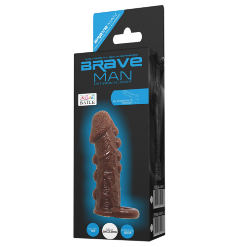 Brave Men Penis Sleeve Flesh - Удлиняющая насадка на пенис, 14 см (телесный)