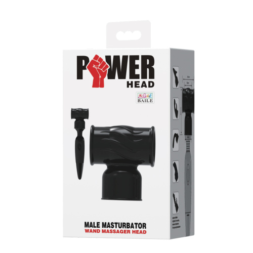 LyBaile - Power Head Male Masturbator Wand Massager Head Black - Насадка для вібромасажера, 8х5 см