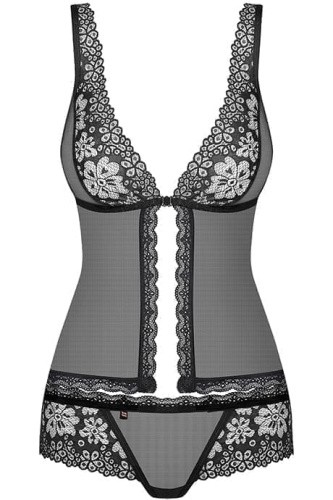 Obsessive 856-BAB-1 эротический комплект из маечки и трусиков, S/M (чёрный)
