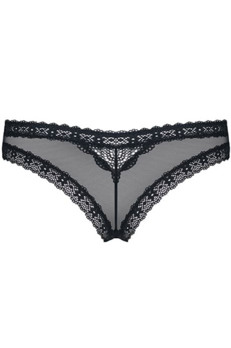 Obsessive 820-PAN-1 - Эротические трусики с кружевом и подвеской, S/M (чёрный)