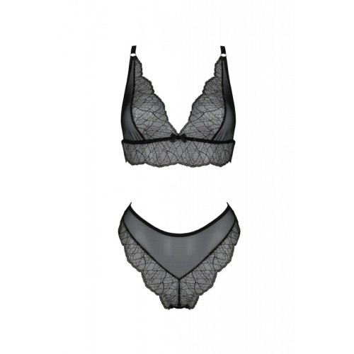 Passion Amberly Set - Комплект белья: бюст и трусики с кружевом, 4XL/5XL (чёрный)