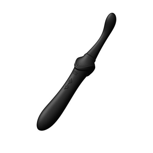 Zalo Bess Pin Point Vibrator - Изысканный вибратор для клитора с насадками, 22х3.3 см (чёрный) - sex-shop.ua