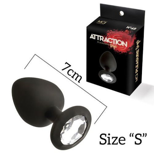 MAI Attraction Toys №47 анальная пробка с кристаллом, 7х2,5 см (чёрный) - sex-shop.ua