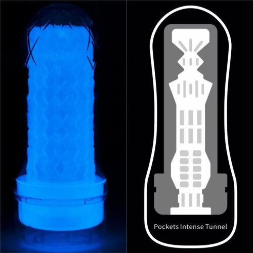 LoveToy Lumino Play Masturbator Crystal Pocketed - мастурбатор, светящийся в темноте, 20.5х8 см (прозрачный)