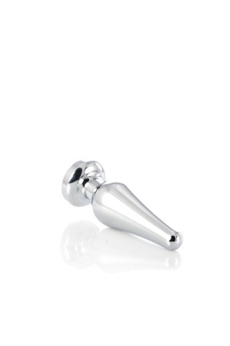 TOYFA Metal Silver anal plug - серебристая анальная пробка с кристаллом, 9х4 см (прозрачный)