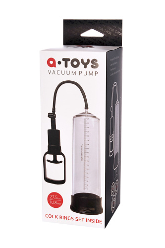 Toyfa A-Toys Vacuum pump - Вакуумна помпа з ерекційними кільцями в комплекті, 27.5х7 см - купити в Україні | Секс шоп SEX-SHOP.ua
