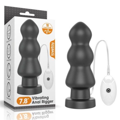 LoveToy King Sized Vibrating Anal Rigger 7.8" - Анальная пробка, 20х7 см (черный) - sex-shop.ua