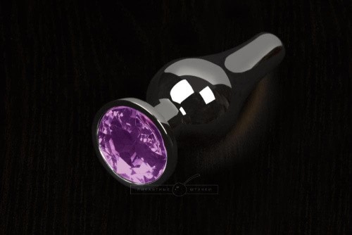 Пикантные Штучки - Маленькая графитовая анальная пробка с кристаллом, 8.5Х3 см (фиолетовый) - sex-shop.ua