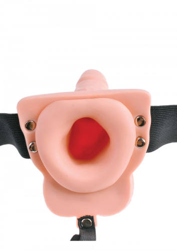 Fetish Fantasy 6 Hollow Rechargeable Strap-on with Balls - Полый вибрострапон на трусиках с пультом ДУ, 15х5 см - sex-shop.ua