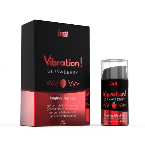 Intt Vibration Strawberry - жидкий вибратор со вкусом клубники, 15 мл - sex-shop.ua