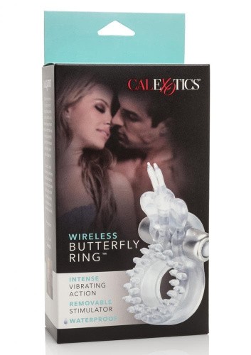 CalExotics Butterfly Beauty Orgasm Ring - віброкільце з метеликом, 8х3.2 см (прозорий)