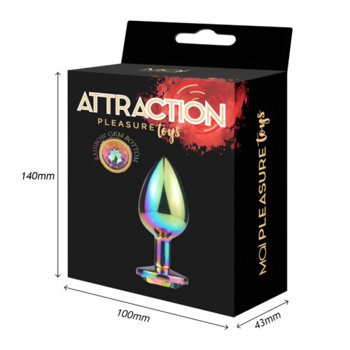 MAI Attraction Toys №74 Rainbow - Металлическая анальная пробка, 9.3х4 см - sex-shop.ua