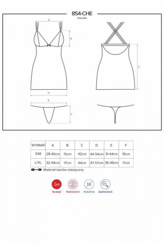 Комплект Obsessive 854-CHE-1 chemise (L/XL)