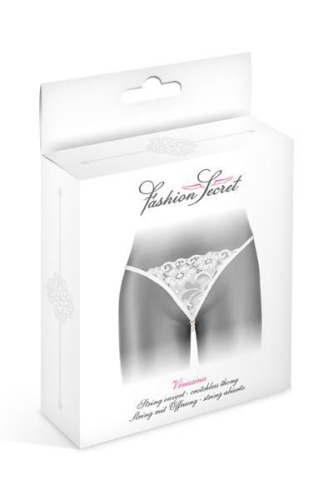 Fashion Secret Venusina White - Трусики-стринги с жемчужной ниткой, S-L (белые) - sex-shop.ua