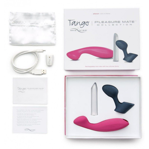 We-Vibe Tango Pleasure Mate Collection - Вибратор с двумя разными насадками, 9х2 см (белый)