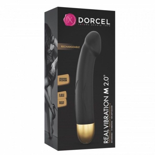 Dorcel Real Vibration M Gold 2.0 перезаряжаемый вибратор для точки G, 22х3.7 см (чёрный) - sex-shop.ua